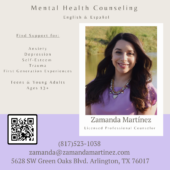 Arlington, Texas therapist: Zamanda Martínez, pre-licensed professional